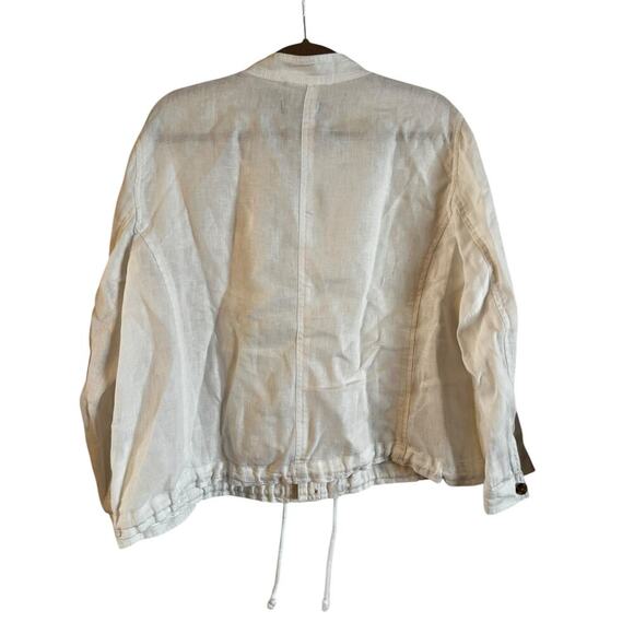 Talbots Women’s 100% Linen Shacket Long Sleeve Button Up Jacket Shirt White L - Picture 2 of 6